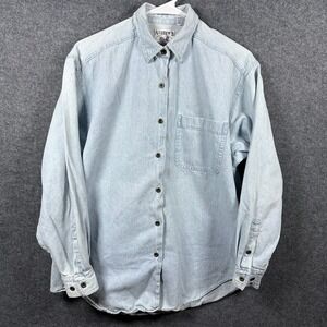 Andrews Blues Light Wash Denim Button Down Long Sleeve Shirt Womens Size Medium